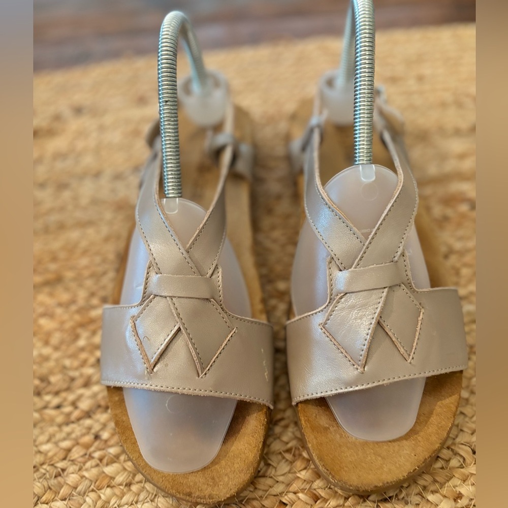 Haflinger German Metalic Leather Comfort Sandals sz 39, us size 8